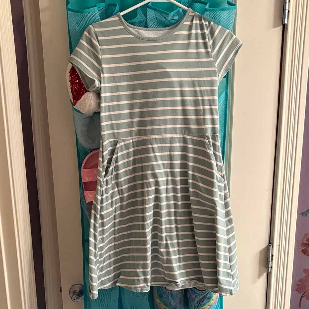 Wonder Nation Green and White Striped Kids Dress